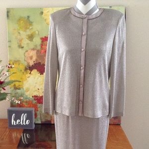 2 Piece Metallic Evening Dress